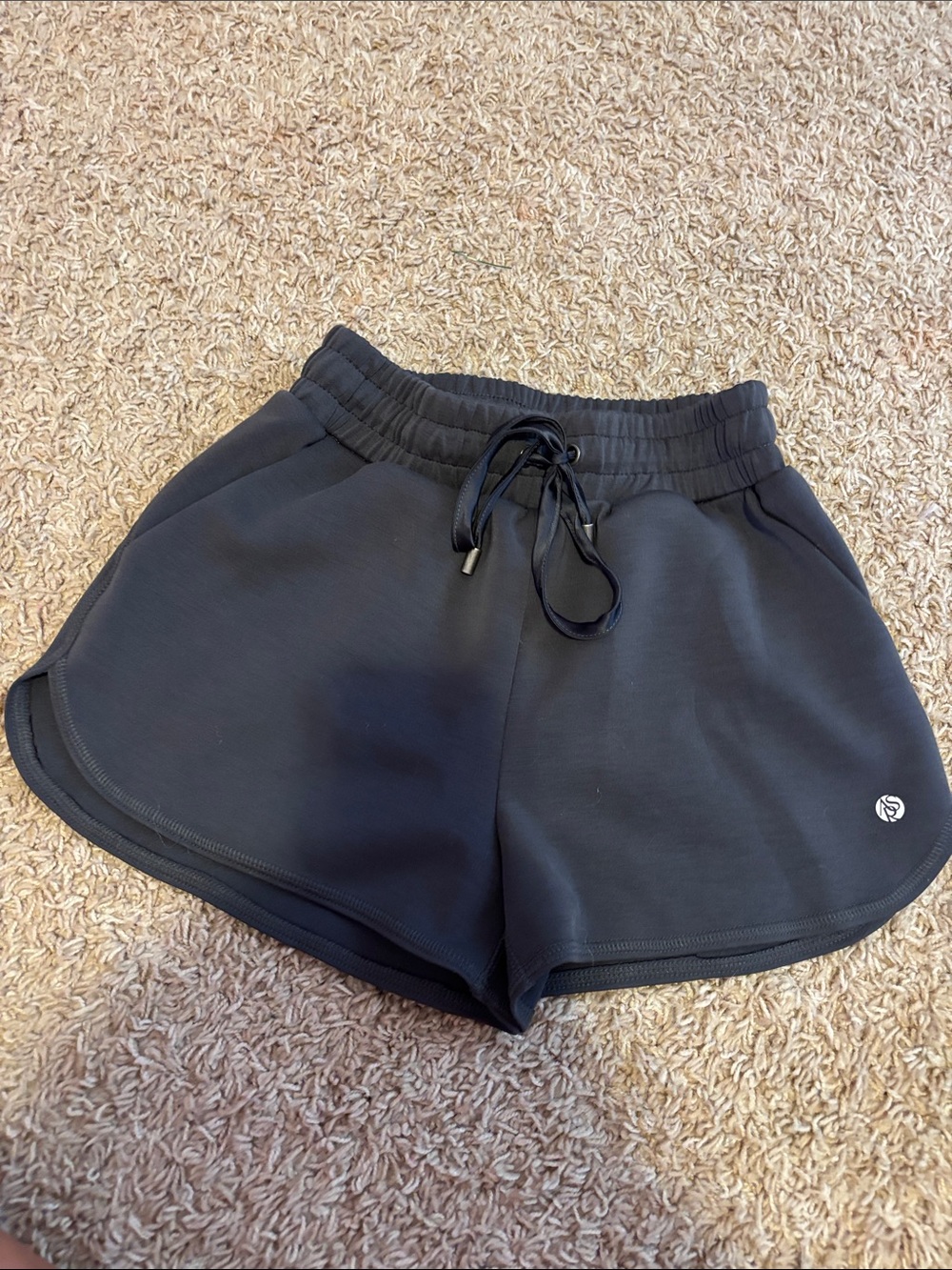 Women's Black Athletic Drawstring Shorts with Side Pockets